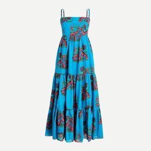 Gently Worn Jcrew Tiered Maxi Dress Lobster Print